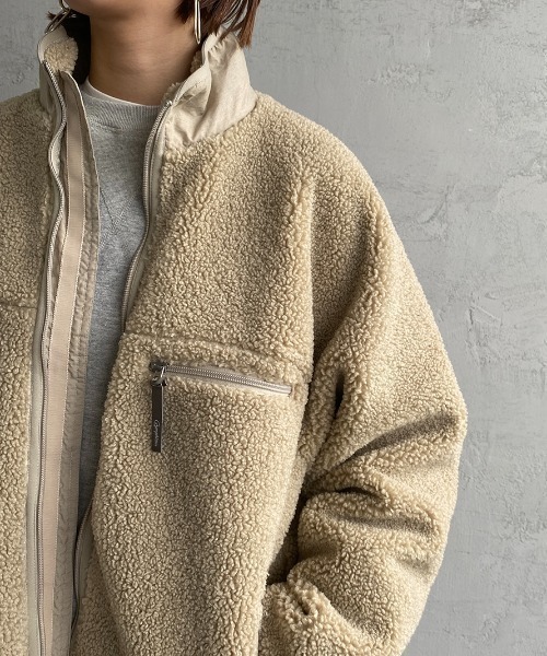 GYMPHLEX（ジムフレックス）の「【WEB先行予約】[GYMPHLEX/ジムフレックス] COZY LIGHT ボアフリースジャケット（ブルゾン・レディース・ベージュ/オフホワイト/チャコール・14）」の22枚目の写真