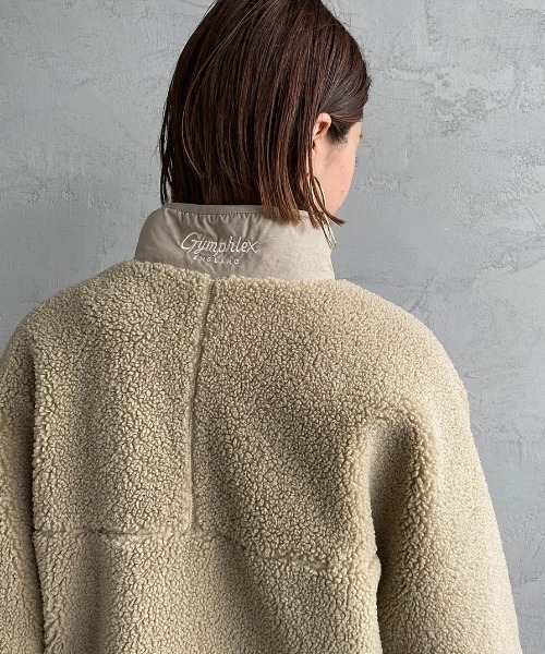 GYMPHLEX（ジムフレックス）の「【WEB先行予約】[GYMPHLEX/ジムフレックス] COZY LIGHT ボアフリースジャケット（ブルゾン・レディース・ベージュ/オフホワイト/チャコール・14）」の11枚目の写真
