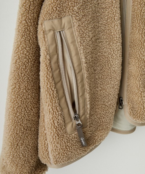 GYMPHLEX（ジムフレックス）の「【WEB先行予約】[GYMPHLEX/ジムフレックス] COZY LIGHT ボアフリースジャケット（ブルゾン・レディース・ベージュ/オフホワイト/チャコール・14）」の9枚目の写真