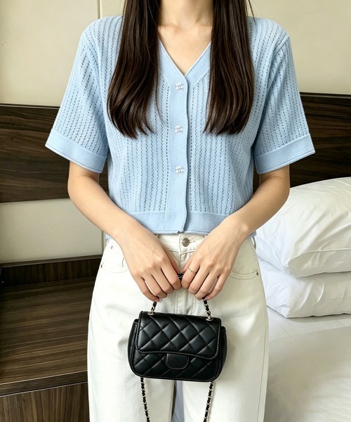 Miniministore(ミニミニストア)の「サマーニットカーディガン 透かし編み夏服(カーディガン/ボレロ・レディース・ホワイト/オレンジ/ブルー/ラベンダー・FREE)」の8枚目の写真