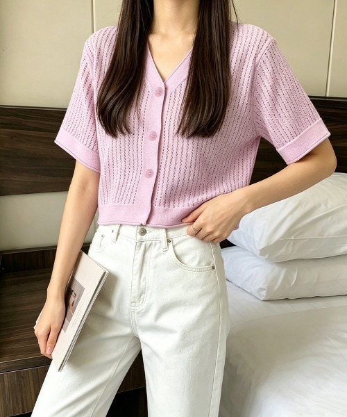 Miniministore(ミニミニストア)の「サマーニットカーディガン 透かし編み夏服(カーディガン/ボレロ・レディース・ホワイト/オレンジ/ブルー/ラベンダー・FREE)」の11枚目の写真