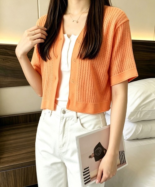 Miniministore(ミニミニストア)の「サマーニットカーディガン 透かし編み夏服(カーディガン/ボレロ・レディース・ホワイト/オレンジ/ブルー/ラベンダー・FREE)」の14枚目の写真