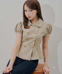 【全骨格◎/セットアップ対応】ダブルボタンパフジャケット