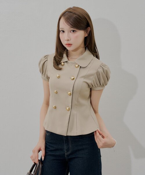 Chico(チコ)の「【全骨格◎/セットアップ対応】ダブルボタンパフジャケット(シャツ/ブラウス・レディース・ベージュ系その他2/ブラック/ベージュ/ライトベージュ・FREE)」の10枚目の写真