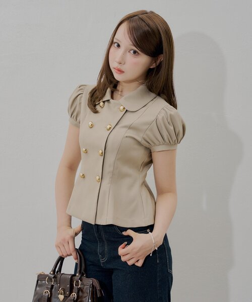 Chico(チコ)の「【全骨格◎/セットアップ対応】ダブルボタンパフジャケット(シャツ/ブラウス・レディース・ベージュ系その他2/ブラック/ベージュ/ライトベージュ・FREE)」の13枚目の写真