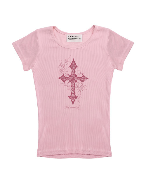 THE GREEN LAB（ザグリーンラボ）の「CROSS ボートネックスリム半袖Tシャツ [ライトピンク]（Tシャツ/カットソー・レディース・その他・FREE）」の16枚目の写真