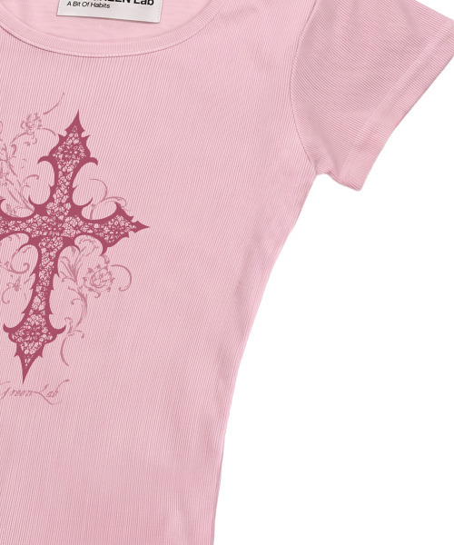 THE GREEN LAB（ザグリーンラボ）の「CROSS ボートネックスリム半袖Tシャツ [ライトピンク]（Tシャツ/カットソー・レディース・その他・FREE）」の18枚目の写真