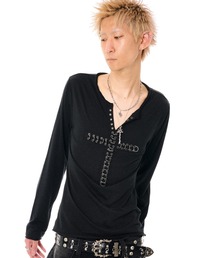 FUGA（フーガ）の「『FUGA/フーガ』ピアスクロスL/S Tee/ロングスリーブカットソー（Tシャツ/カットソー）」