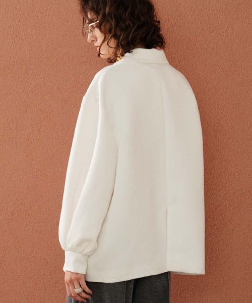 ELFRANK（エルフランク）の「【2026AW】【M～Lサイズ展開】サテンオーバーサイズテーラードジャケット 洗える《着用動画あり》（テーラードジャケット・レディース・ブラック/オフホワイト・M/L）」の10枚目の写真