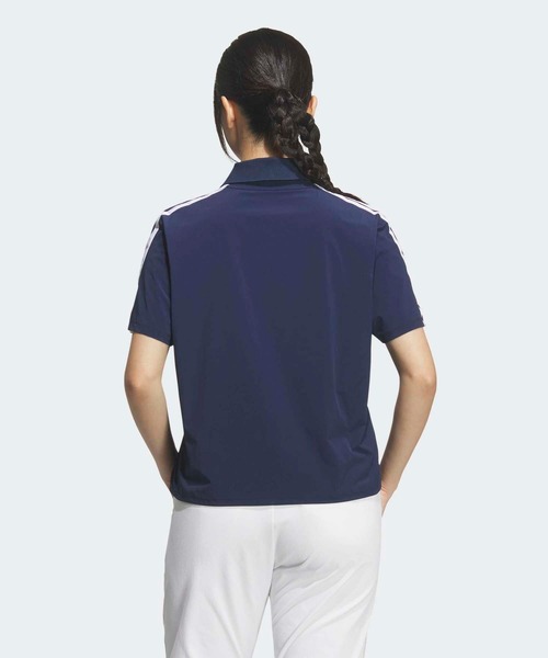 adidas(アディダス)の「スリーストライプス ウーブン 半袖シャツ【adidas Golf/アディダスゴルフ】(ポロシャツ・レディース・ブルー・LARGE/MEDIUM/SMALL/X-SMALL/X-LARGE)」の2枚目の写真