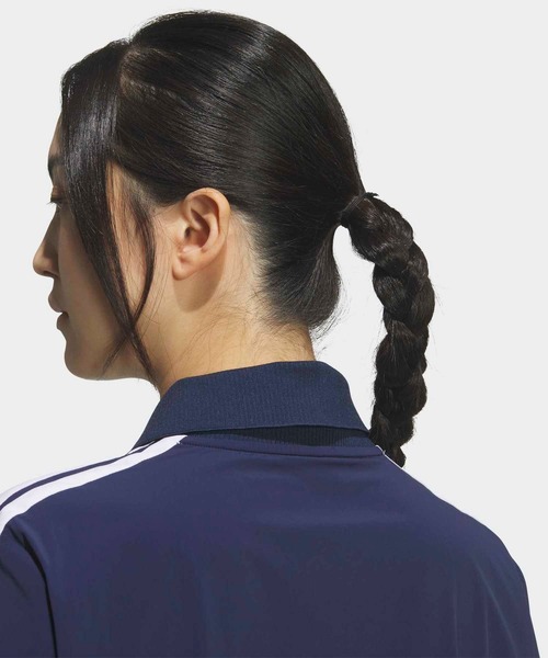 adidas(アディダス)の「スリーストライプス ウーブン 半袖シャツ【adidas Golf/アディダスゴルフ】(ポロシャツ・レディース・ブルー・LARGE/MEDIUM/SMALL/X-SMALL/X-LARGE)」の4枚目の写真