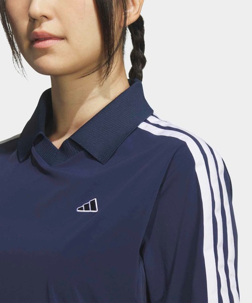 adidas(アディダス)の「スリーストライプス ウーブン 半袖シャツ【adidas Golf/アディダスゴルフ】(ポロシャツ・レディース・ブルー・LARGE/MEDIUM/SMALL/X-SMALL/X-LARGE)」の3枚目の写真