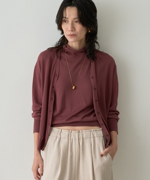 qualite(カリテ)の「テンセルウールカシュクールカーディガン(カーディガン/ボレロ・レディース・ライトブルー/ワイン/ベージュ/ブラック・フリー)」の1枚目の写真