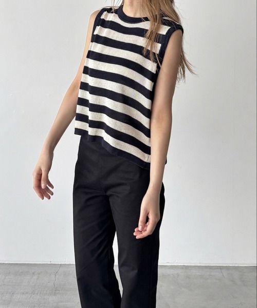 CANAL JEAN（キャナルジーン）の「El mar　バックスリットボーダーニットタンク（タンクトップ・レディース・ブラック・ONE SIZE）」の3枚目の写真