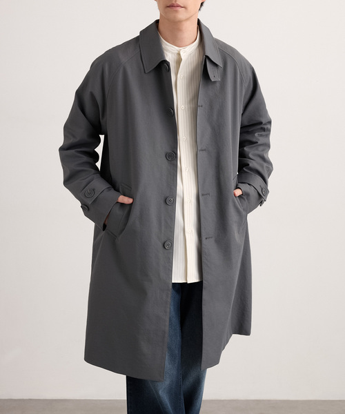 MONO-MART(モノマート)の「ドライストレッチツイル 2WAY リラックスフィット ステンカラーコート(ステンカラーコート・メンズ・グレイッシュベージュ/ブラック/チャコール/ダークブラウン・M/S/L)」の2枚目の写真