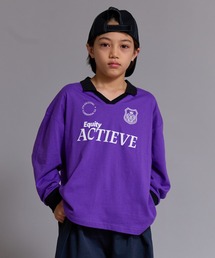 Tシャツ/カットソー（パープル/紫色系・Vネック）ファッション通販