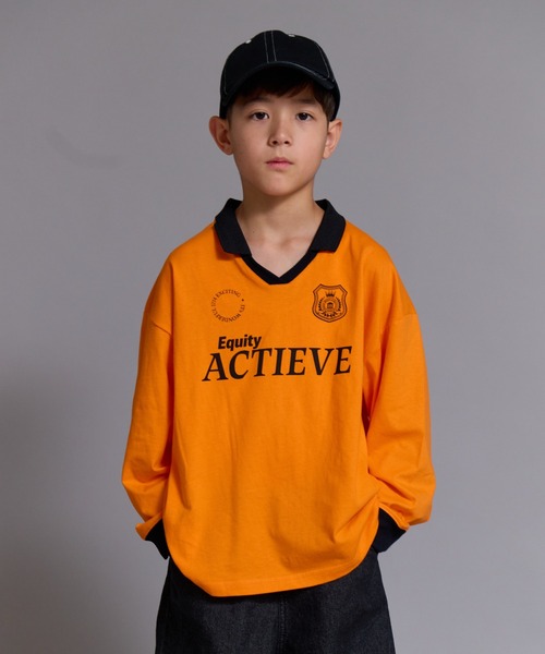 Tシャツ/カットソー（オレンジ/橙色系・Vネック）ファッション通販