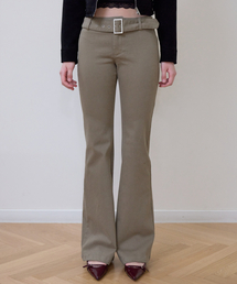 Belted Boots Cut Pants [Beige]