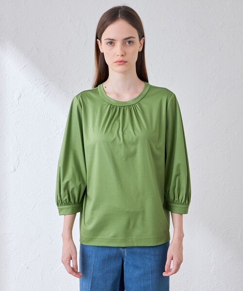 MACKINTOSH LONDON(マッキントッシュ ロンドン)の「【WEB・一部店舗限定】ハイゲージスムースギャザープルオーバー(Tシャツ/カットソー・レディース・ブラック/ワイン/オフホワイト・40/38)」の6枚目の写真