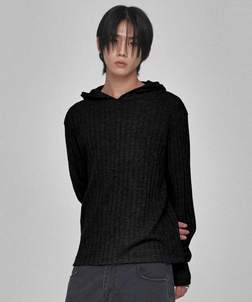 KICHUL(キチョル)の「コージーリブニットフーディ(ブラック)(パーカー・レディース・その他・SMALL/MEDIUM/LARGE)」の1枚目の写真