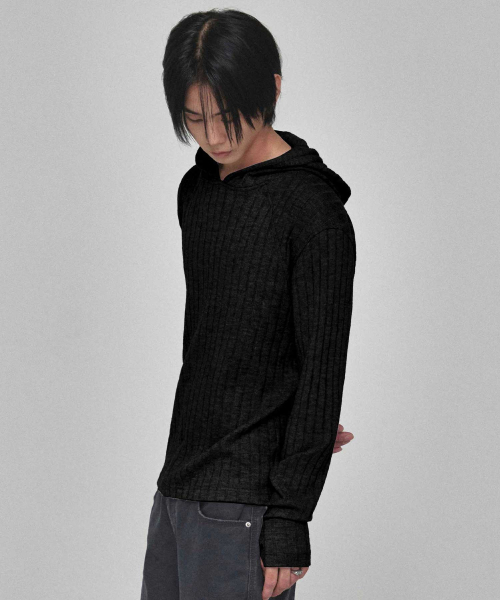 KICHUL(キチョル)の「コージーリブニットフーディ(ブラック)(パーカー・レディース・その他・SMALL/MEDIUM/LARGE)」の3枚目の写真