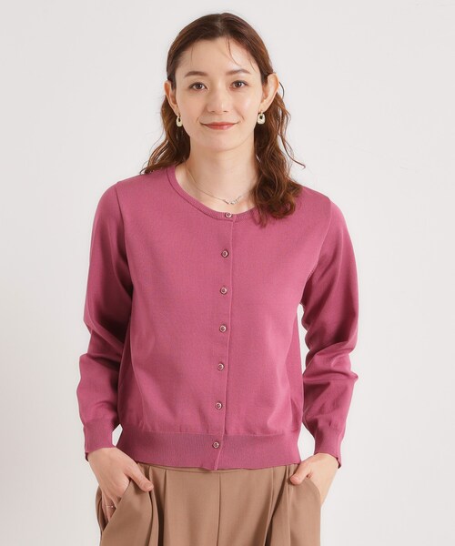 ITS'DEMO(イッツデモ)の「タフニット 洗えるクルーカーディガン(カーディガン/ボレロ・レディース・オフホワイト/ベビーピンク/ブルーグリーン/ブラック・00)」の4枚目の写真