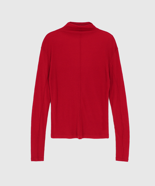 SIGREAT(シグレート)の「SHEER MOCK-NECK PIN-TUCK TEE_RED(Tシャツ/カットソー・レディース・レッド・FREE)」の1枚目の写真