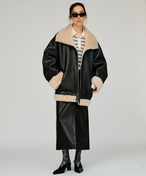 PRANK PROJECT(プランクプロジェクト)の「【2026Winter Pre-Order】リバーシブルスタンドカラージャケット / Reversible Stand Collar Jacket(ムートンコート・レディース・ブラウン/ブラック・FREE)」の3枚目の写真