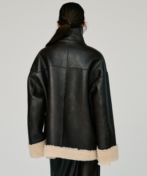 PRANK PROJECT(プランクプロジェクト)の「【2026Winter Pre-Order】リバーシブルスタンドカラージャケット / Reversible Stand Collar Jacket(ムートンコート・レディース・ブラウン/ブラック・FREE)」の14枚目の写真
