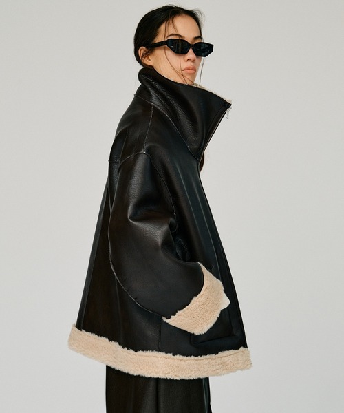 PRANK PROJECT(プランクプロジェクト)の「【2026Winter Pre-Order】リバーシブルスタンドカラージャケット / Reversible Stand Collar Jacket(ムートンコート・レディース・ブラウン/ブラック・FREE)」の15枚目の写真
