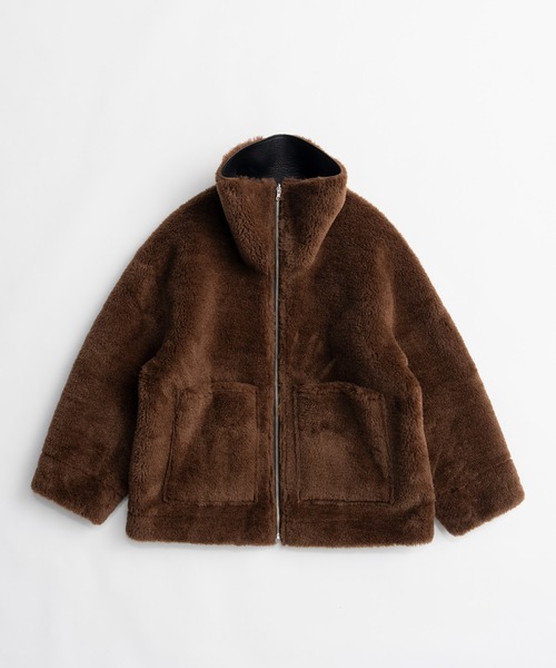 PRANK PROJECT(プランクプロジェクト)の「【2026Winter Pre-Order】リバーシブルスタンドカラージャケット / Reversible Stand Collar Jacket(ムートンコート・レディース・ブラウン/ブラック・FREE)」の19枚目の写真