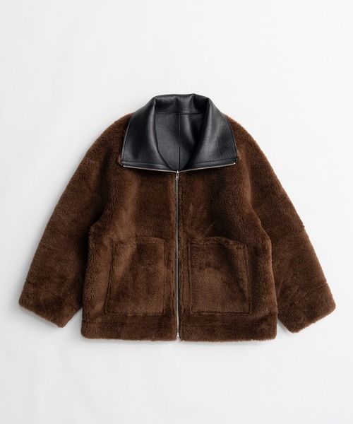 PRANK PROJECT(プランクプロジェクト)の「【2026Winter Pre-Order】リバーシブルスタンドカラージャケット / Reversible Stand Collar Jacket(ムートンコート・レディース・ブラウン/ブラック・FREE)」の20枚目の写真