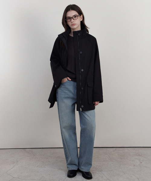 WEDNESDAYOASISFORWOMEN（ウェンズデー オアシス フォー ウーマン）の「[Atelier Edition] ワークコットンハイネックジャケット_BLACK(WCB6OT03)（その他アウター・レディース・ブラック・FREE）」の2枚目の写真
