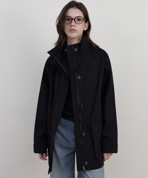 WEDNESDAYOASISFORWOMEN（ウェンズデー オアシス フォー ウーマン）の「[Atelier Edition] ワークコットンハイネックジャケット_BLACK(WCB6OT03)（その他アウター・レディース・ブラック・FREE）」の4枚目の写真