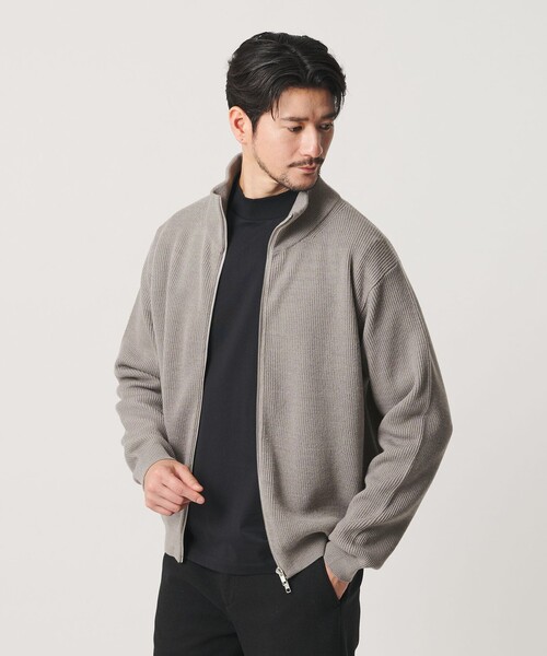 BEAUTY&YOUTH UNITED ARROWS(ビューティーアンドユースユナイテッドアローズ)の「【WEB限定 WARDROBE SMART】ウォッシャブル ドライバーズジャケット(カーディガン/ボレロ・メンズ・ライトグレー/ブラック/ダークグレー・S/M/L/XL)」の2枚目の写真