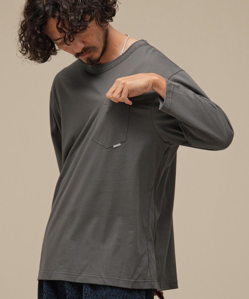 THEOREM(セオレム)の「mlt5881-Flag Label Poketed Three-quarter Sleeve Tee 7分ポケTシャツ(TRM-2624015)(Tシャツ/カットソー・メンズ・ホワイト/チャコール/ブラウン/ブラック・L/XL/M)」の6枚目の写真