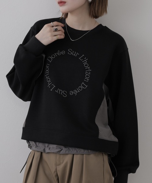 BRODIAEA（ブローディア）の「BRODIAEA 異素材切り替えダンボールニットプルオーバー長袖（Tシャツ/カットソー・レディース・ブルーグリーン/ベージュ・40）」の6枚目の写真