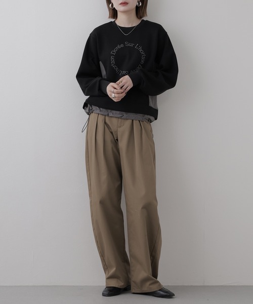 BRODIAEA（ブローディア）の「BRODIAEA 異素材切り替えダンボールニットプルオーバー長袖（Tシャツ/カットソー・レディース・ブルーグリーン/ベージュ・40）」の7枚目の写真