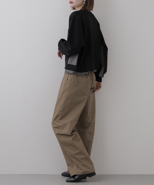 BRODIAEA（ブローディア）の「BRODIAEA 異素材切り替えダンボールニットプルオーバー長袖（Tシャツ/カットソー・レディース・ブルーグリーン/ベージュ・40）」の8枚目の写真