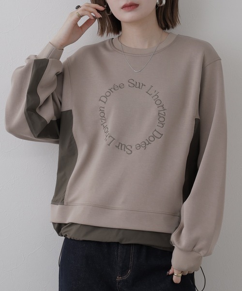 BRODIAEA（ブローディア）の「BRODIAEA 異素材切り替えダンボールニットプルオーバー長袖（Tシャツ/カットソー・レディース・ブルーグリーン/ベージュ・40）」の10枚目の写真