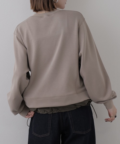 BRODIAEA（ブローディア）の「BRODIAEA 異素材切り替えダンボールニットプルオーバー長袖（Tシャツ/カットソー・レディース・ブルーグリーン/ベージュ・40）」の11枚目の写真