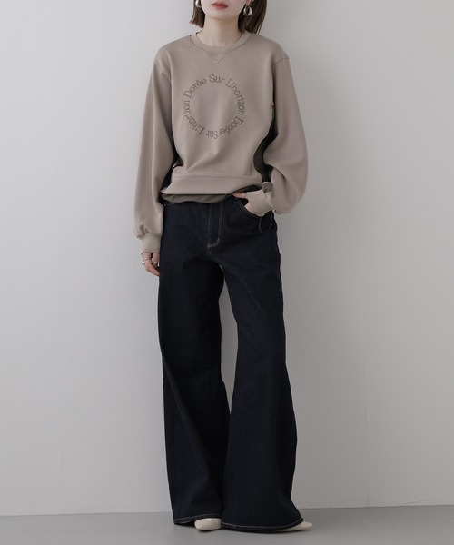 BRODIAEA（ブローディア）の「BRODIAEA 異素材切り替えダンボールニットプルオーバー長袖（Tシャツ/カットソー・レディース・ブルーグリーン/ベージュ・40）」の16枚目の写真