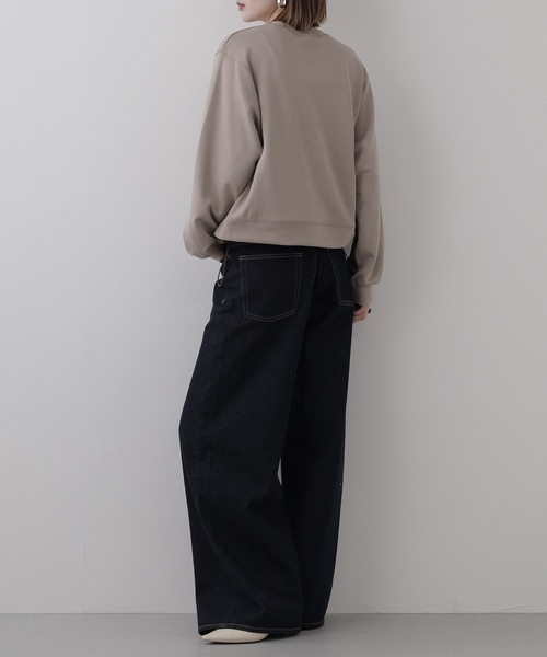 BRODIAEA（ブローディア）の「BRODIAEA 異素材切り替えダンボールニットプルオーバー長袖（Tシャツ/カットソー・レディース・ブルーグリーン/ベージュ・40）」の17枚目の写真