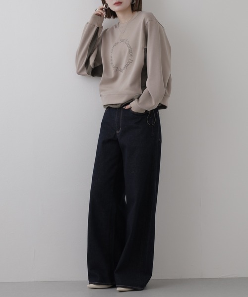 BRODIAEA（ブローディア）の「BRODIAEA 異素材切り替えダンボールニットプルオーバー長袖（Tシャツ/カットソー・レディース・ブルーグリーン/ベージュ・40）」の18枚目の写真