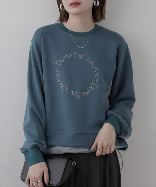 BRODIAEA（ブローディア）の「BRODIAEA 異素材切り替えダンボールニットプルオーバー長袖（Tシャツ/カットソー・レディース・ブルーグリーン/ベージュ・40）」の19枚目の写真