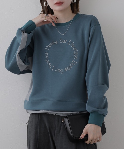 BRODIAEA（ブローディア）の「BRODIAEA 異素材切り替えダンボールニットプルオーバー長袖（Tシャツ/カットソー・レディース・ブルーグリーン/ベージュ・40）」の20枚目の写真
