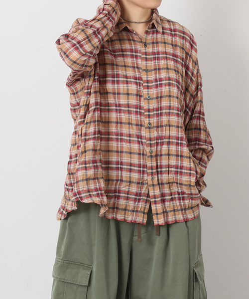 JOURNAL STANDARD LUXE(ジャーナルスタンダード ラックス)の「シャーリングチェック RC-Big-シャツ(シャツ/ブラウス・レディース・キャメル/グレー・FREE)」の2枚目の写真
