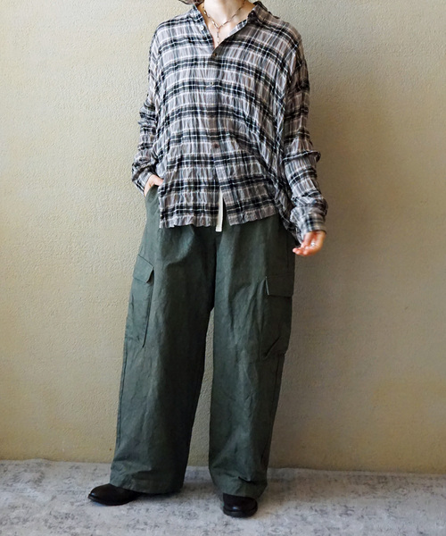 JOURNAL STANDARD LUXE(ジャーナルスタンダード ラックス)の「シャーリングチェック RC-Big-シャツ(シャツ/ブラウス・レディース・キャメル/グレー・FREE)」の4枚目の写真
