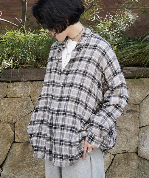 JOURNAL STANDARD LUXE(ジャーナルスタンダード ラックス)の「シャーリングチェック RC-Big-シャツ(シャツ/ブラウス・レディース・キャメル/グレー・FREE)」の8枚目の写真