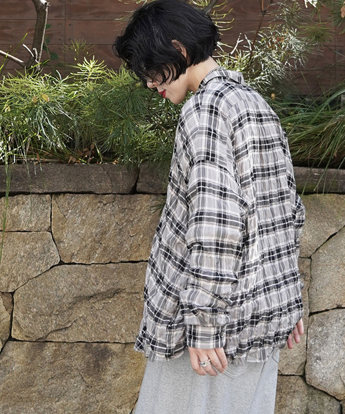 JOURNAL STANDARD LUXE(ジャーナルスタンダード ラックス)の「シャーリングチェック RC-Big-シャツ(シャツ/ブラウス・レディース・キャメル/グレー・FREE)」の10枚目の写真